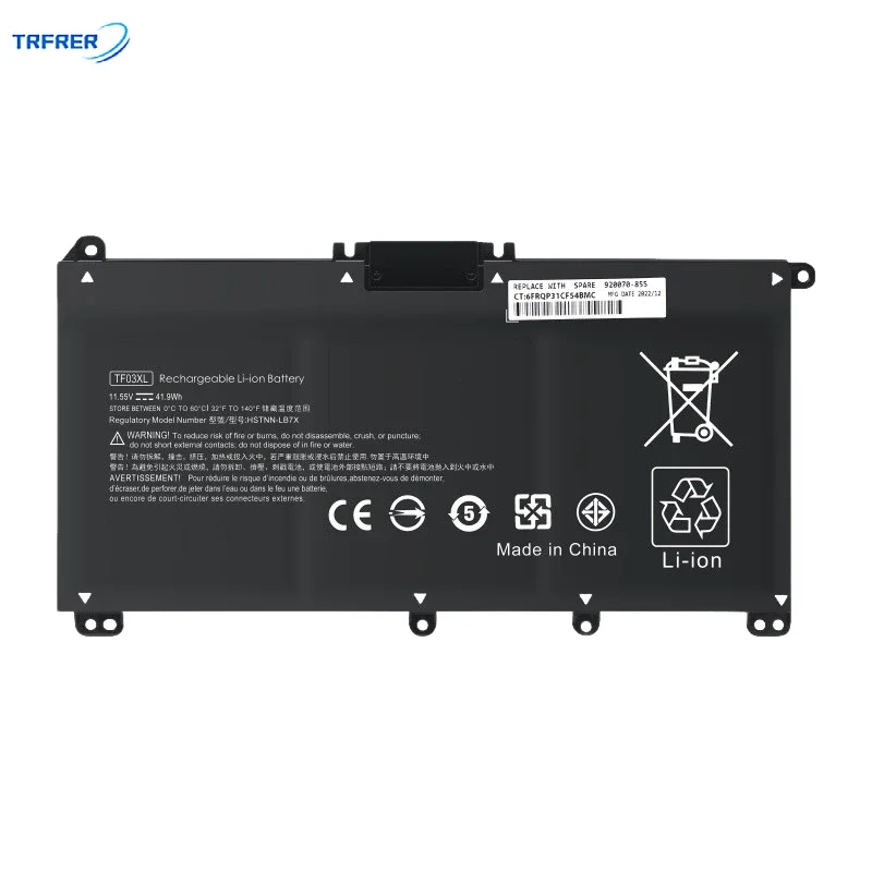 Batería de ordenador portátil Tf03xl para HP tpn-q188 tpn-qsep tpn-q190 q191 tf03xl tf03 tpn-q elegante tpn-q190 tpn-q190 q191