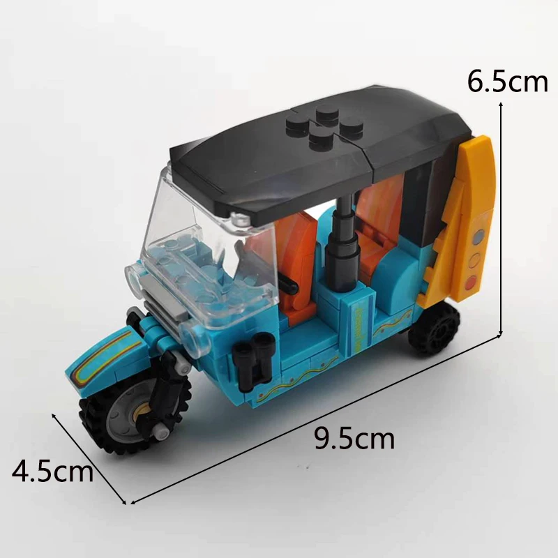 مدينة ثلاث عجلات نموذج دراجة نارية MOC اللبنات مركبة الطوب الفني هدايا عيد الميلاد لعب للأطفال الأولاد الأطفال الكبار #6