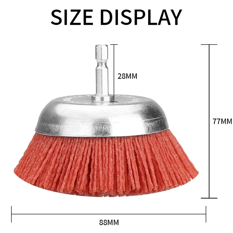  SIFANG Nylon Cup Brush, Abrasive Wire Wheel Brush for Drill Rotary Tool, Wood Polishing, Deburring, Cleaning Furniture