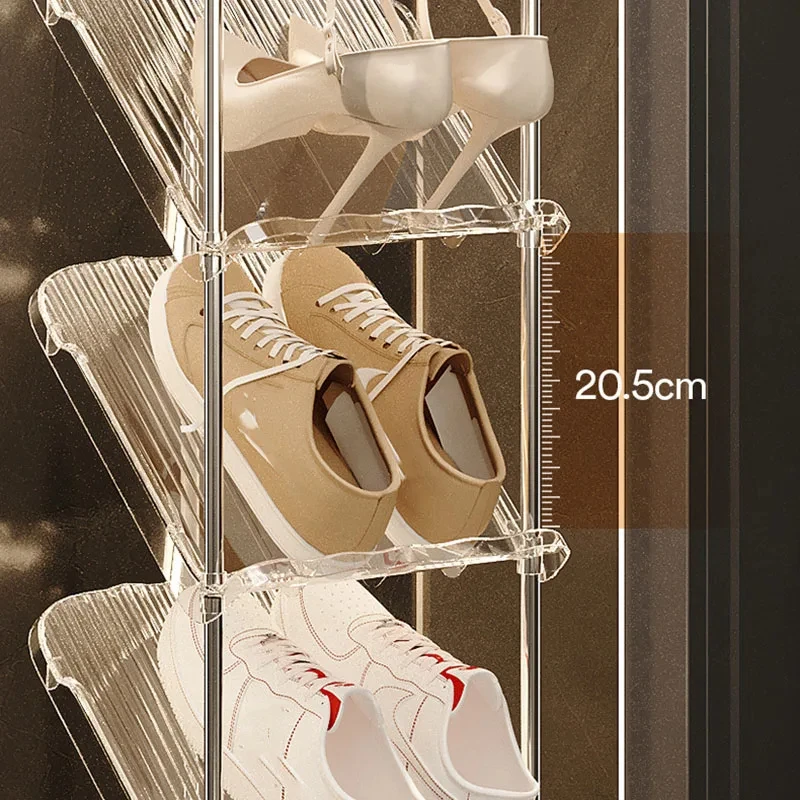 Transparent Shoe Rack Light Luxury Multi-Tiers Shoes Shelf Clear Shoes Storage Rack Tilted Save Space Shoe Cabinet 4/5 Layers