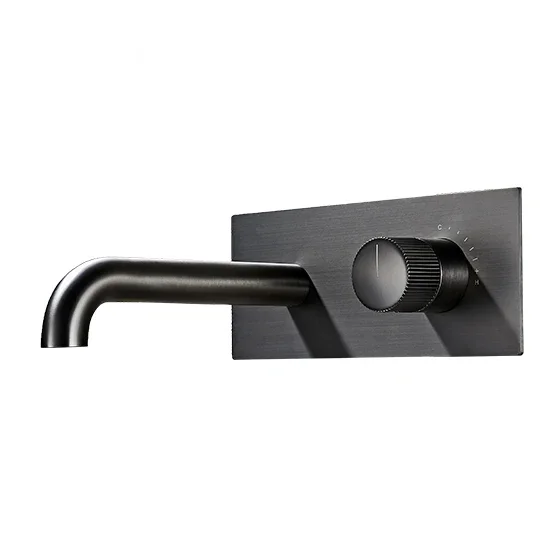 

High End Black Metal Style Wall Mounted Pure Brass Water Faucet Basin Tap