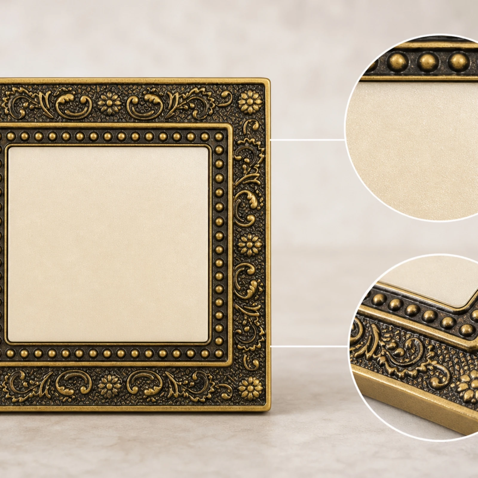 Blank Wall Panel Metal-Like Blank Faceplate Outlet Cover Plate Gold-Toned Hardware Easy Installation for Interior Designers