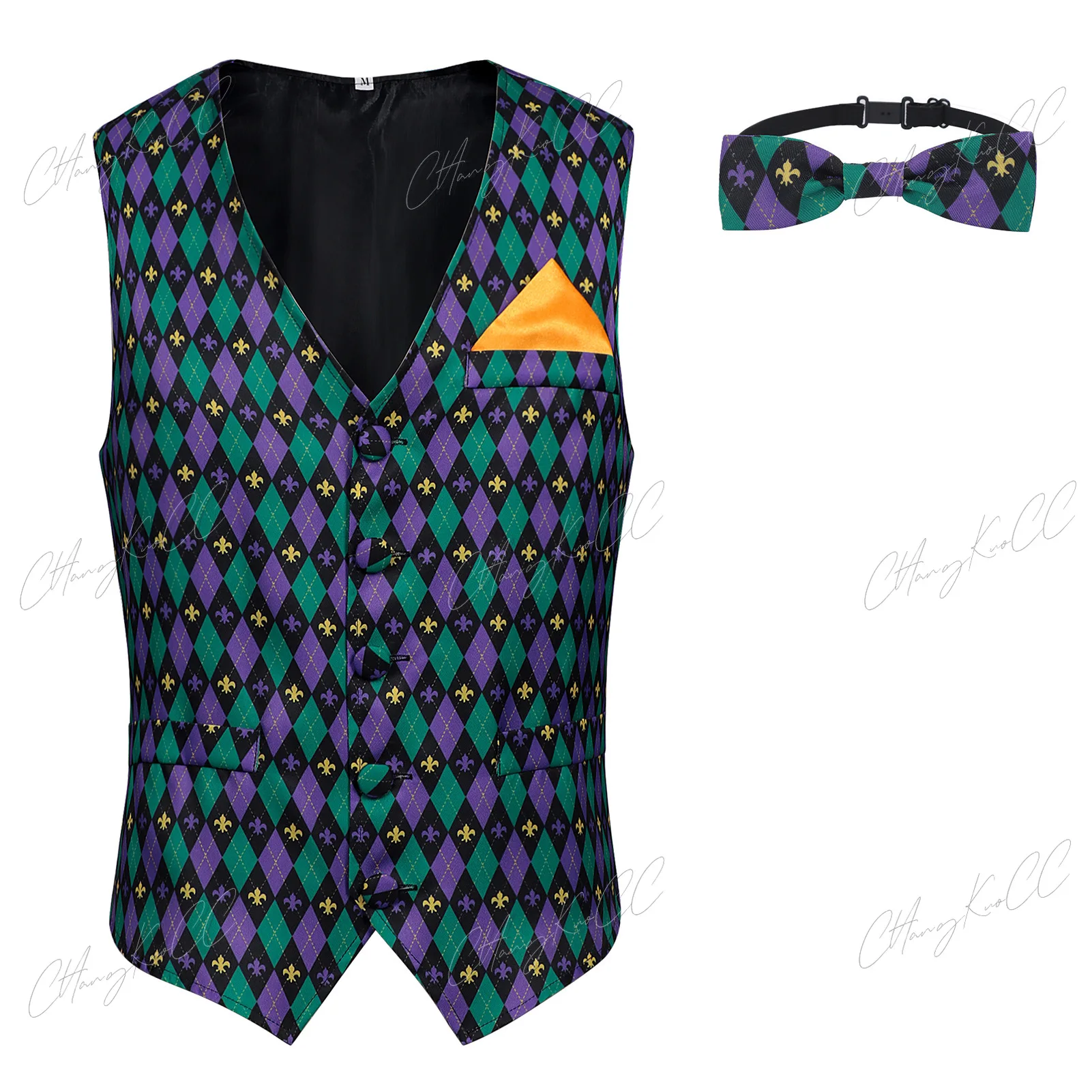 

Halloween V Neck Men's Suits Vest Casual Classic Formal Business Herringbone Slim Fit Waistcoat For Carnival Costumes