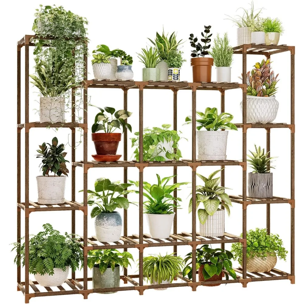 

Bamworld Large Plant Stand Indoor Plant Shelf Outdoor Tall Wood Plant Holder for Living Room Multiple Plants Patio Balcony Garde