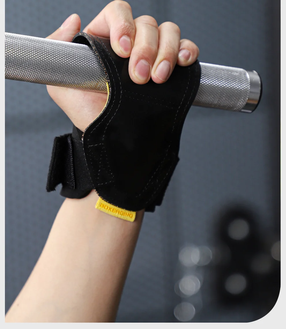 Bankdrücken, Gewichtheben, Handgelenkhaken, Riemen, Gummi-Kreuzheben-Handschuhe und Griffpolster für Fitness, Fitnessstudio, Training, Hantel-Pull-Ups – Detail 10