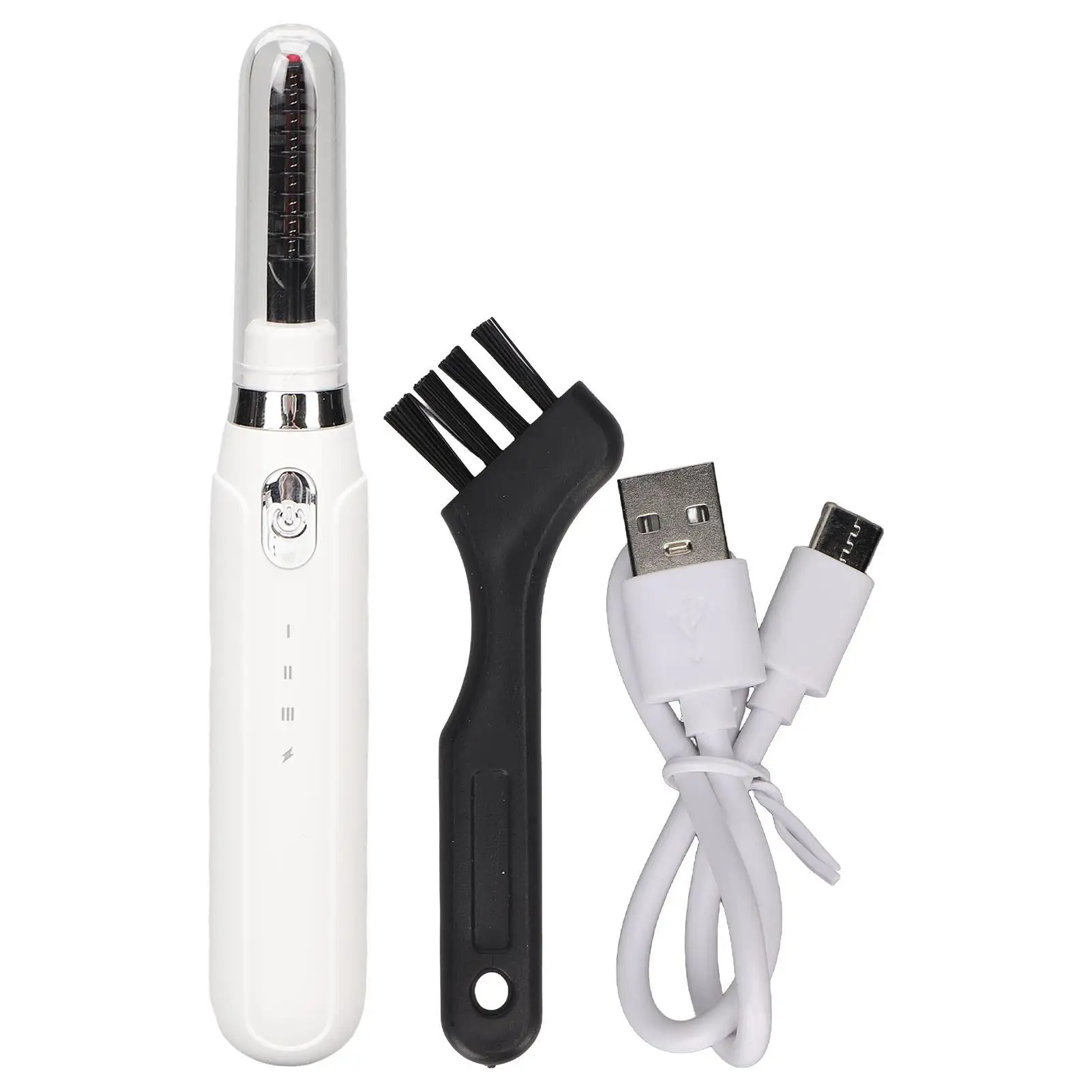 USB Rechargeable Heated Eyelash Curler with 3 Modes - Quick Curling Tool for Long-Lasting Lashes (White)