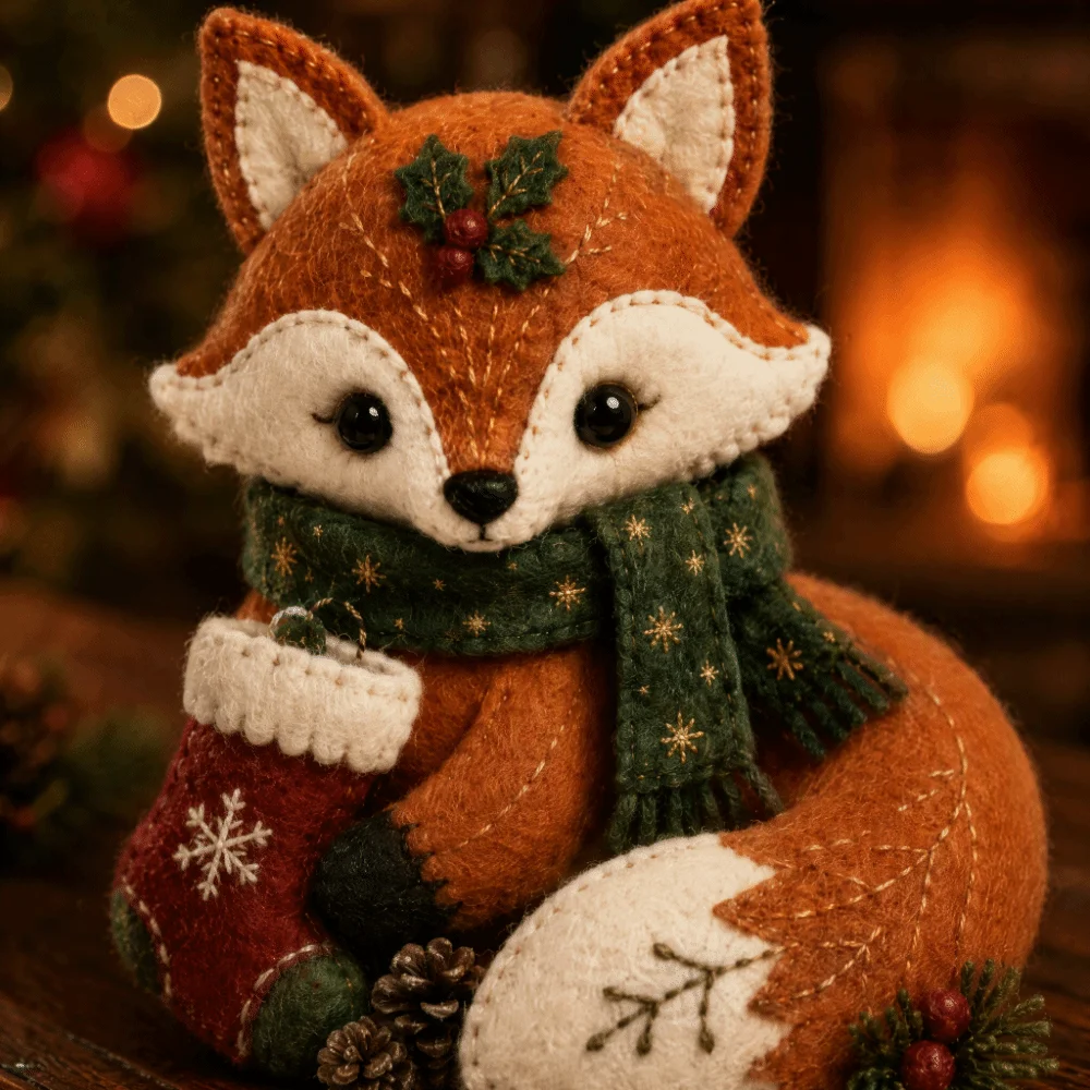 Felt Fabric Christmas DIY Patchwork Kit Pre-Cut Hand Sewing Felt Animal Craft Set Creative Beginner Friendly