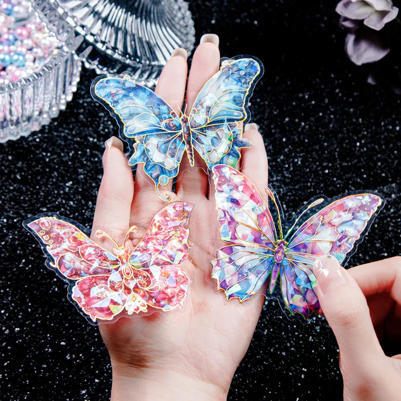 

10 pcs/lot PET stickers Butterfly and flower tent decorative material stickers Scrapbooking 6 kinds