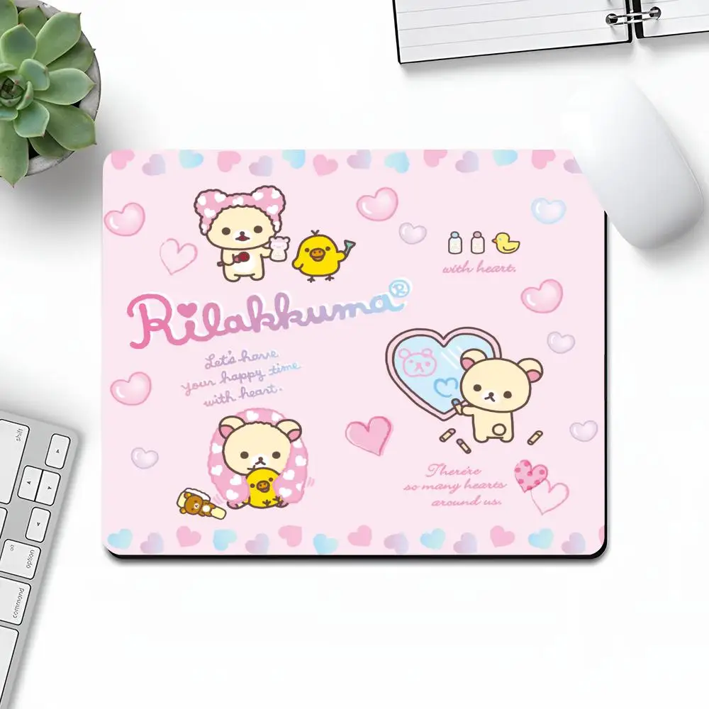 R-Rila-kku-maS Cute Mouse Pad Art Gaming Gamer Small Rubber Locking Edge Large Couple Computer MousePad Laptop Desk Pad