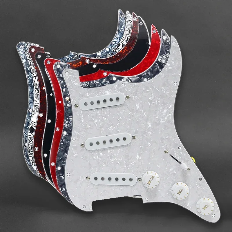 

Alnico 5 SSS Prewired Guitar Pickguard Loaded Pickguard Staggered Pickups 48/50/52mm for FD ST Guitar 9 Colors Choose