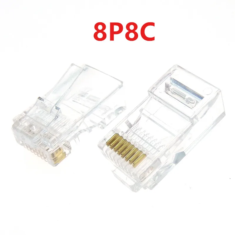 20PCS RJ11 4P4C 6P2C 6P4C 6P6C 8P8 Telephone Internet Modular Plug Jack RJ45 Connector RJ-11 Crystal Heads Gold-Plated