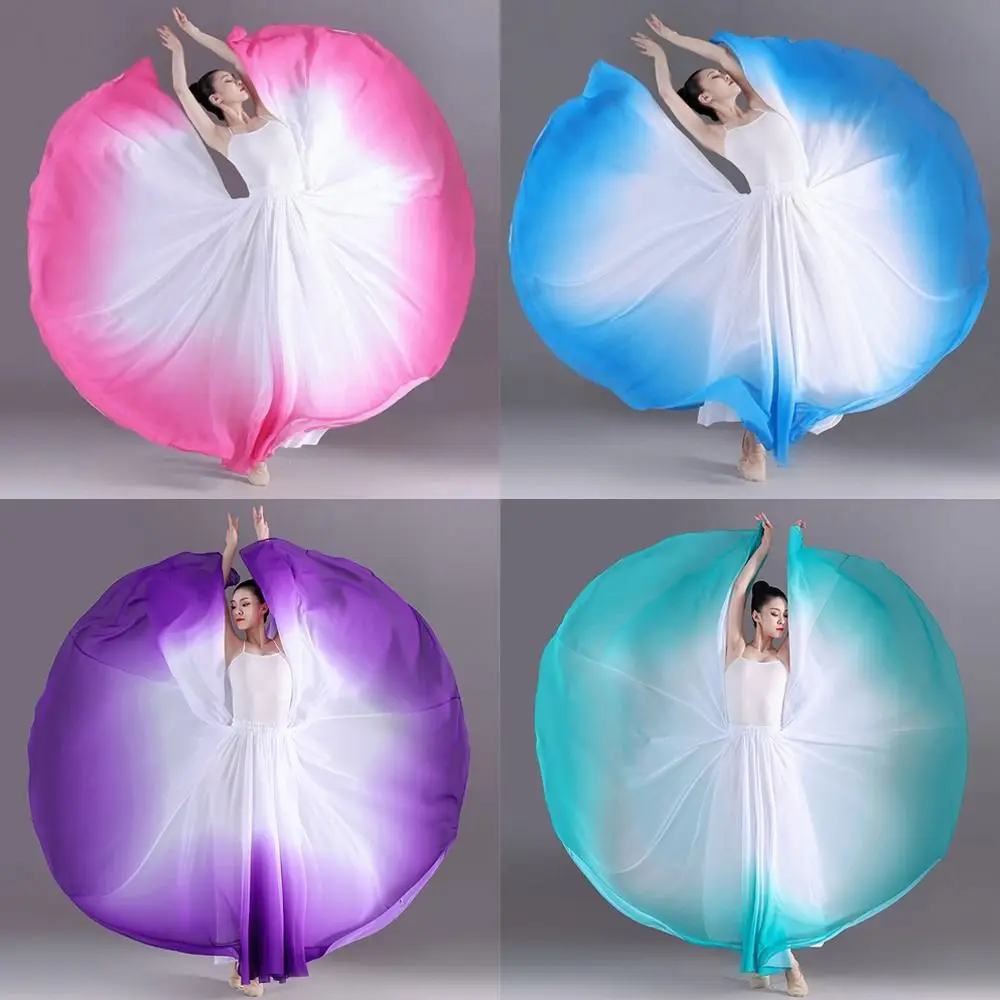 

Юбка для танцев с градиентным цветом, струящаяся шифоновая юбка для классических танцев с оборотом 720 градусов, длинная макси-юбка для балета с большим подолом