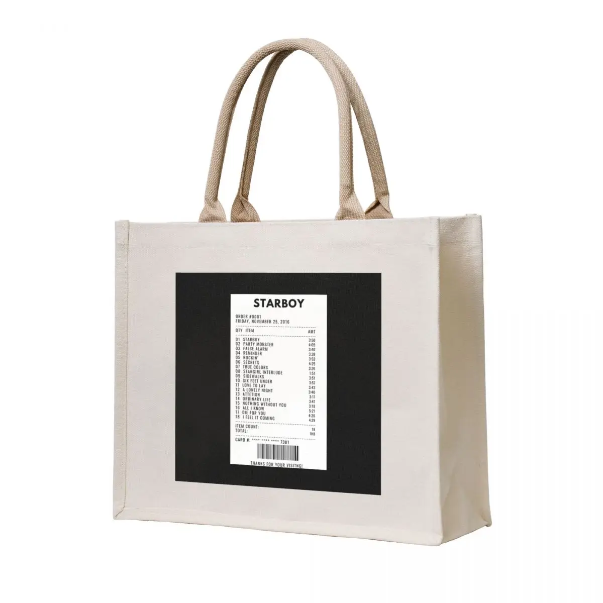 

Starboy receipt Tote Bag Women's shopper Beach bag Women's tote bag