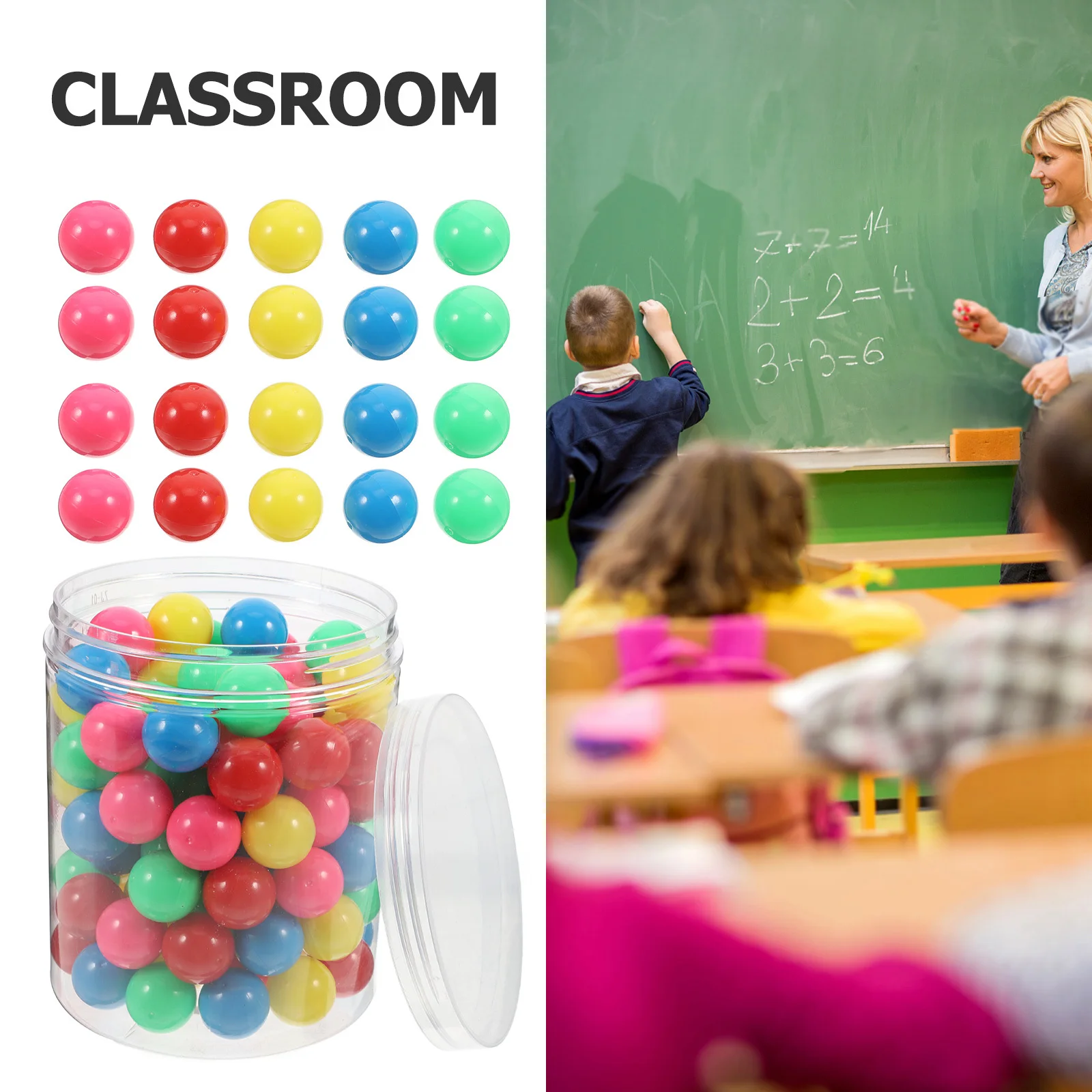 

100Pcs 20mm Hollow Plastic Counting Balls Colorful Marbles for Elementary School Probability Learning Colored Round Capsules