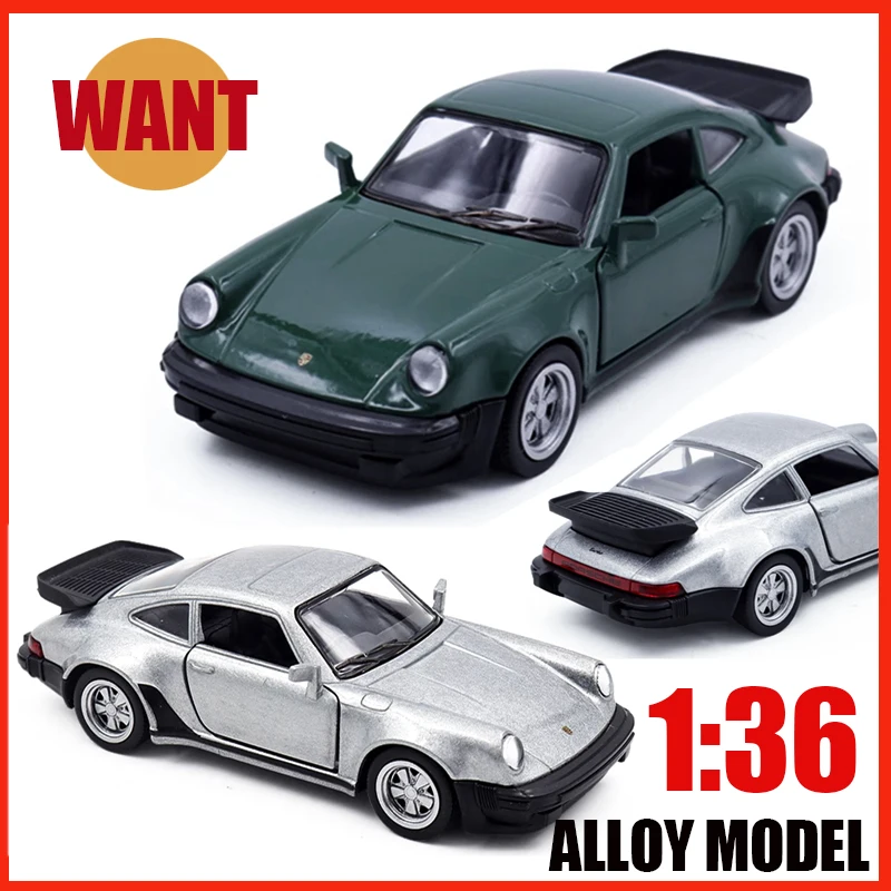 

1:36 Porsche 911 Turbo Racing Sports Car Alloy Diecast Retro Model Pull Back Hot Wheels Premium Toys For Kids Gift Collect Decor