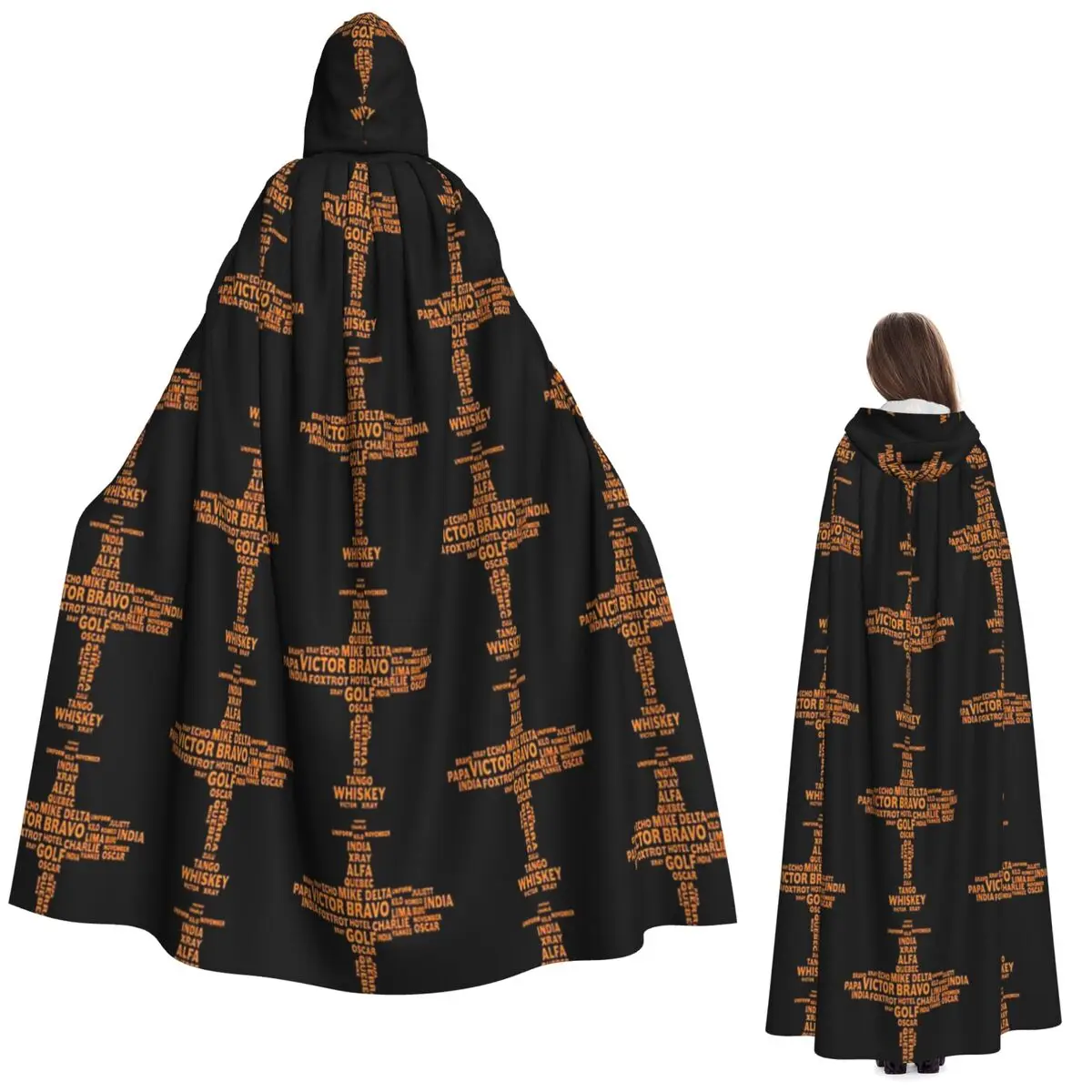 

Фонетический алфавит Пилот Самолет Забавный авиационный подарок Длинный плащ с капюшоном Ведьма Средневековый костюм Накидка для косплея Хэллоуин Вампир