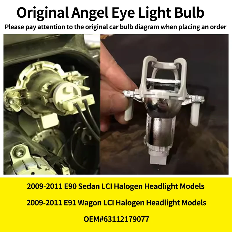 2pcs Error Free LED Angel Eyes Halo Ring Marker Light Bulbs 63112179077 For BMW E90 E91 LCI 2009-2011 Halogen Lamp Headlight