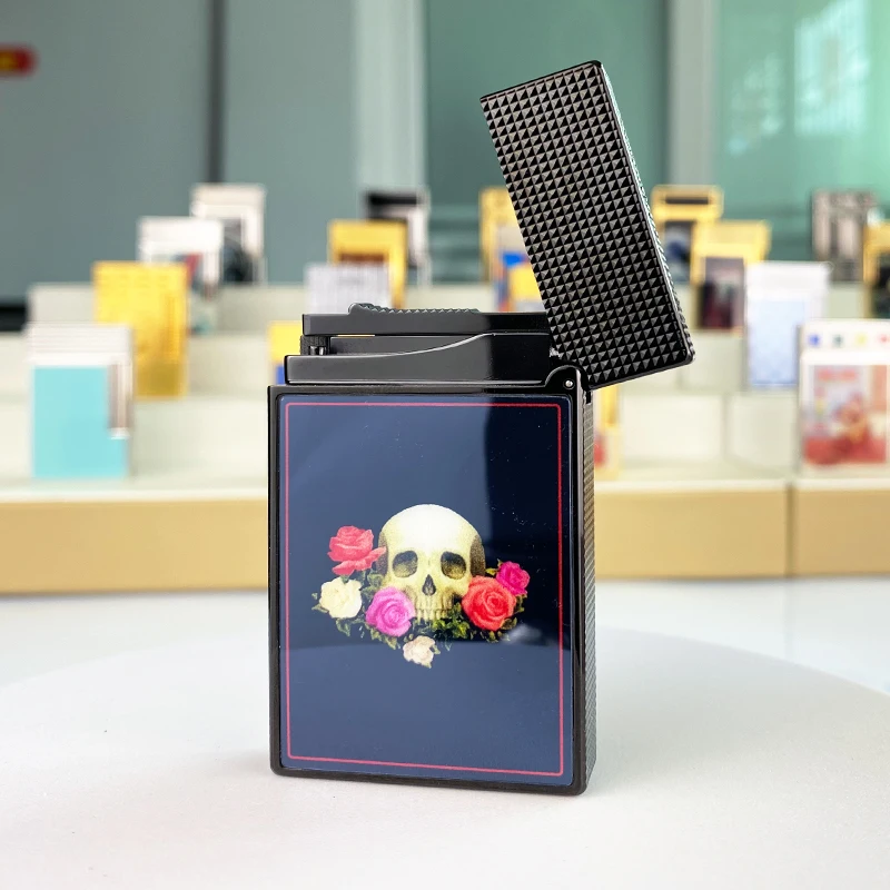 

Новая памятная серия, роскошная бутановая зажигалка с одним и двойным пламенем, плоский тон, натуральная краска для курильщика L2, серия 19013