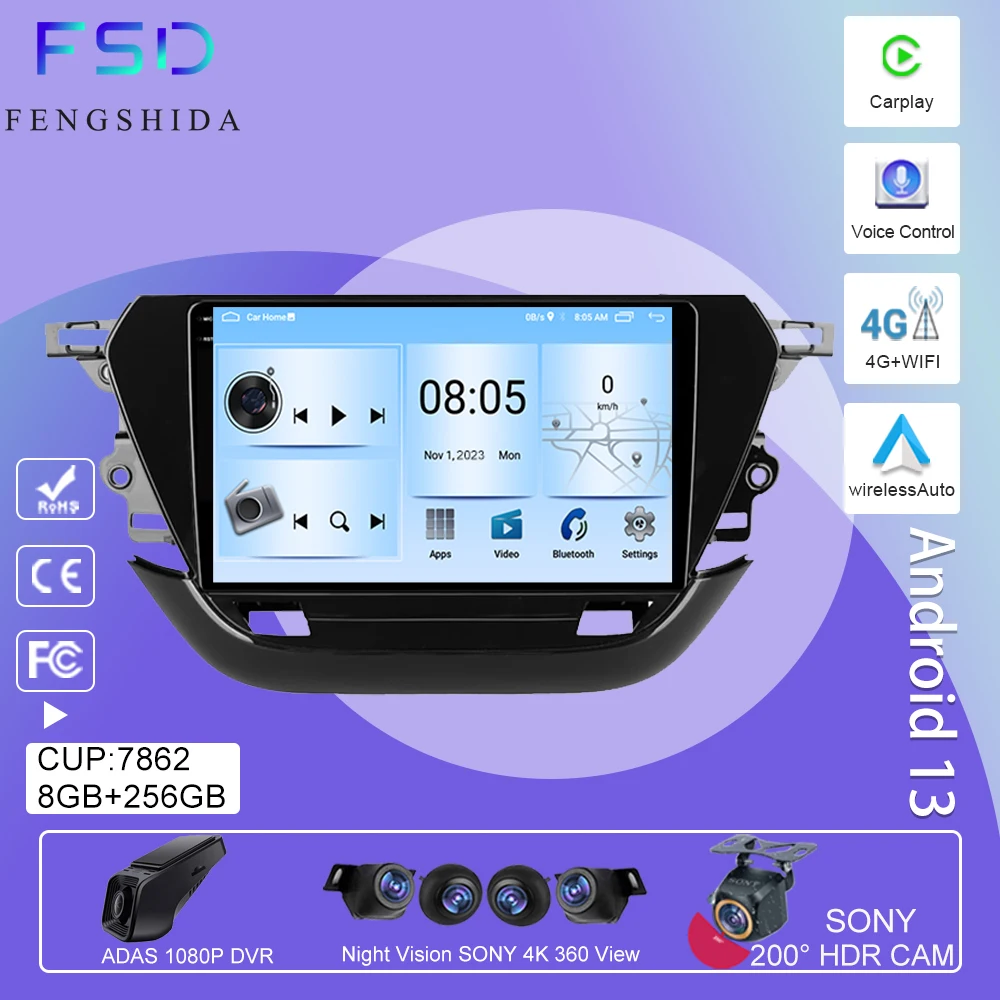 

Android Auto For Opel Corsa F 2019 - 2023 Car Radio Multimedia Video Player Navigation GPS Autoradio Screen Carplay DSP 5G WIFI