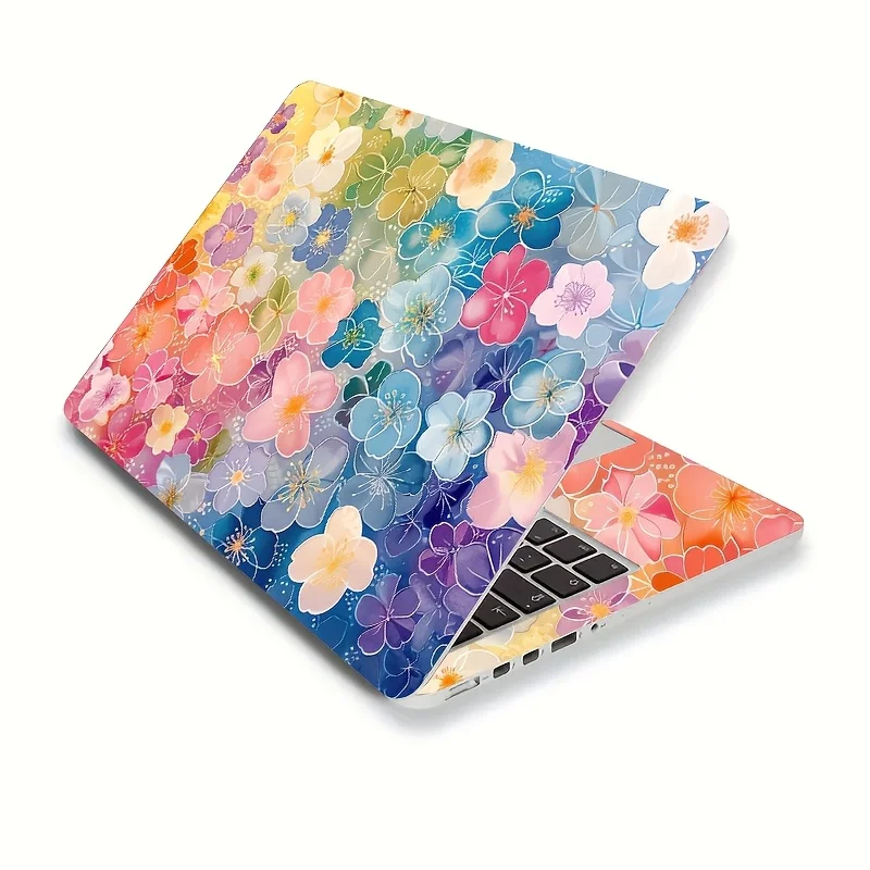 2 Colored Floral PVC Laptop Protective Cases Self-adhesive and Scratch Resistant Universal Laptop Protective Film