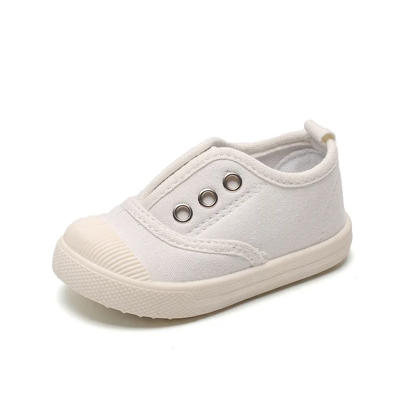 Children Canvas Shoes Breathable Slip on Kids Casual Shoes Soft Sole Boys Cloth Shoes Fashion Non-slip School Girls Sneakers