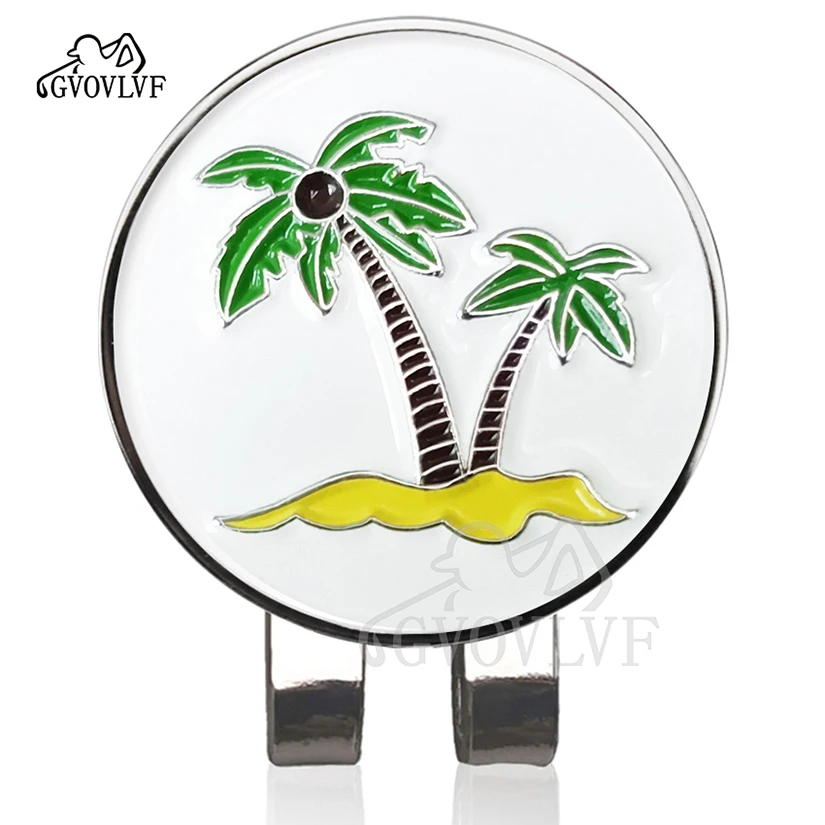 1 Piece Golf Marker with Magnet Golf Hat or Cap Clip Golf Accessories Alloy Marker Coconut Tree Gift for Golfers