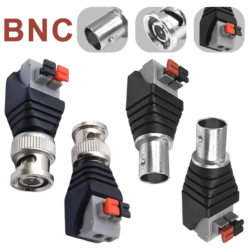 4Pcs BNC Q9 Male Plug Analog Surveillance Video Camera Wire Connection Copper Core Interface Connector with Press Terminal