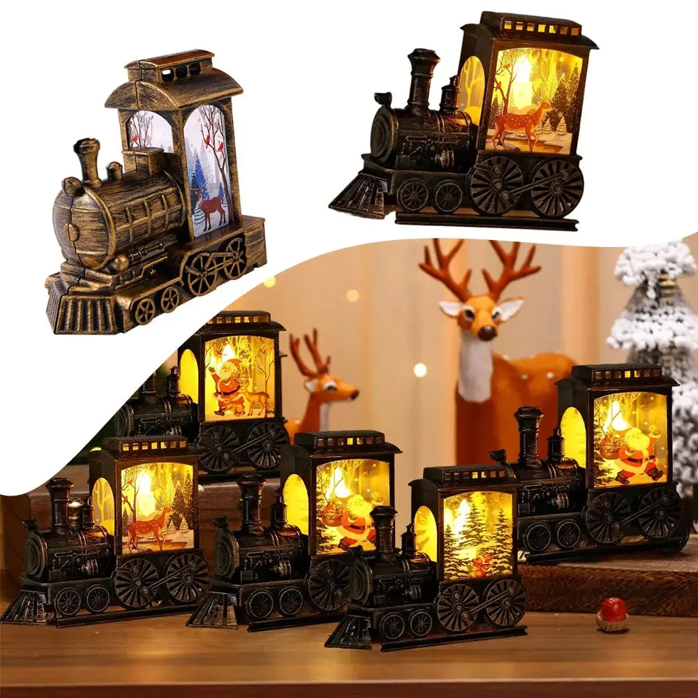 

Vintage Train Night Lamp Christmas Deco LED Night Lights Battery Powered Indoor Festive Party Decoration Portable Table Lamps