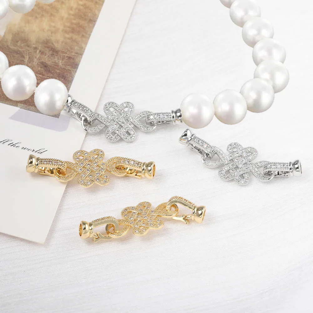 

1pc Jewelry Making Connection Buckle Accessories Chinese Knot Retro Style DIY Pearl Necklace Bracelet Universal Buckle Material