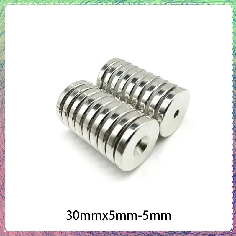 

2/5/10/20Pcs 30x5-5mm Round Strong Magnets with 5mm Hole Disc Countersunk Fridge Magnet Search Neodymium Magnets Magnetic Sheet