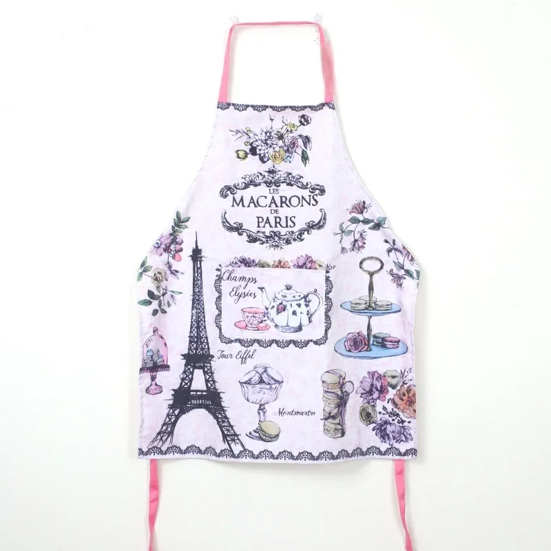 Fashion Printed Cartoon Housework Apron Cake Eiffel Tower Kitchen Cloth Christmas Anti-dirty Sleeveless Apron Decoration Tablier