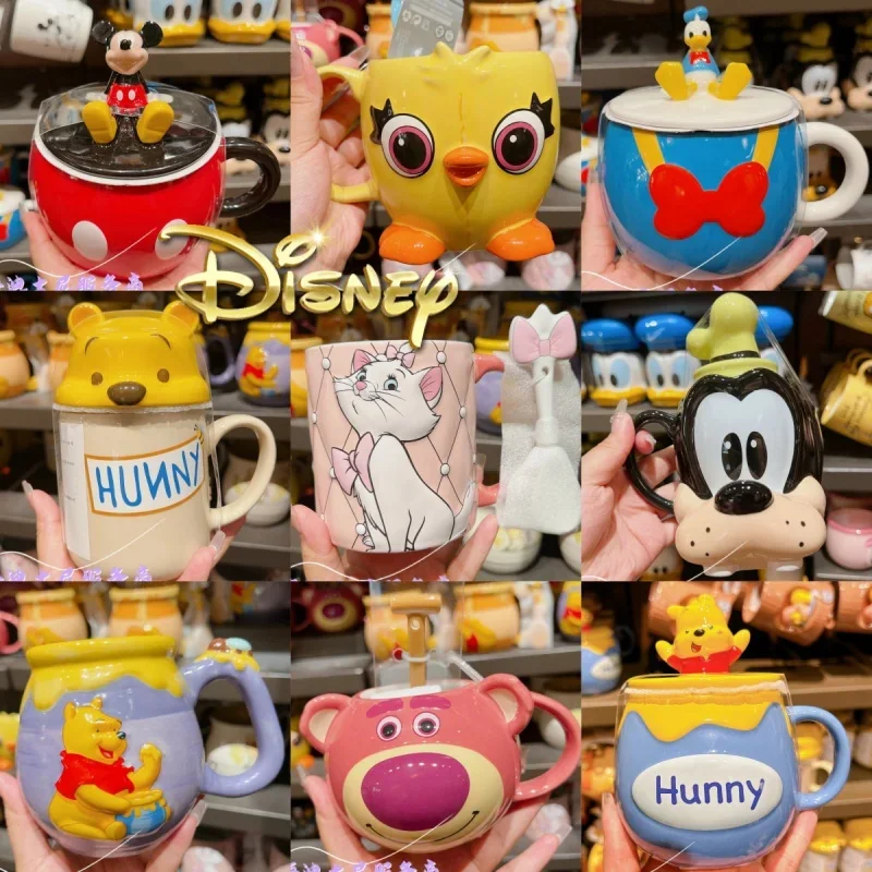 Disneyland-taza de Mickey, Minnie, Judy, Vinny, Pato Donald, Goofy, azul, fresa, oso, Stitch, taza para beber, taza de gatito, regalos de vacaciones