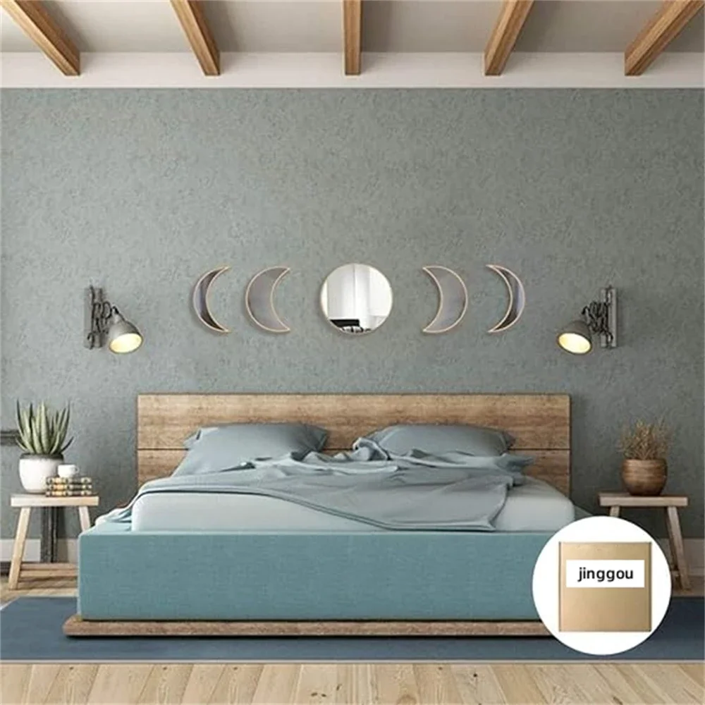 Espejos Decorativos De Pared para el hogar, conjunto De Espejos Decorativos De media luna, Mural De diseño Miroir