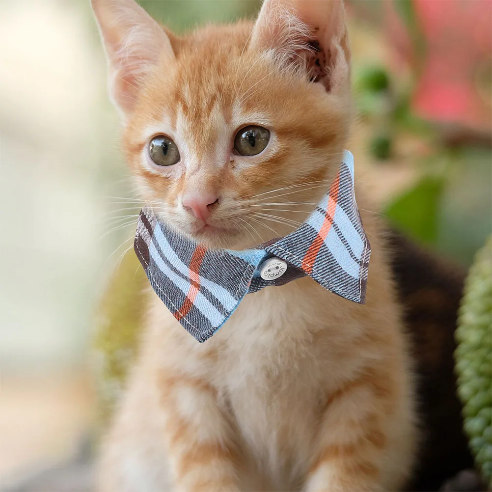 

2Pcs Cat Collar Plaid Pattern Adjustable Safety Buckle Cat Bell Collar Decorative Pet Kitten Puppy Neck Accessory