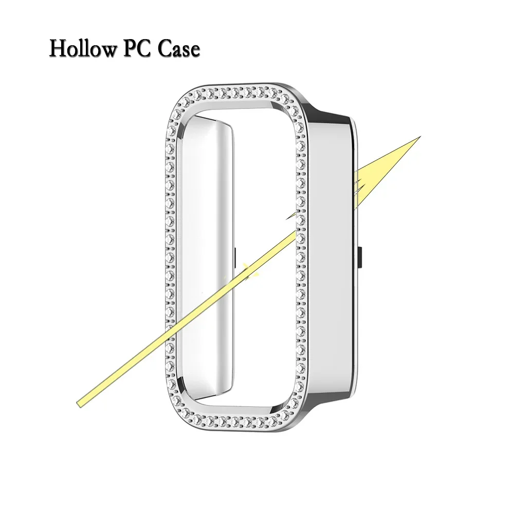 Bling PC Hollow Case For Xiaomi Mi Band 9 Active Sighle Row Diamond Crystal Protective Cover Redmi Band 3 Protector Band