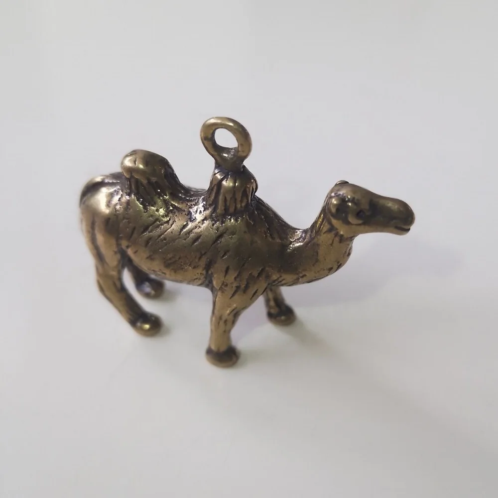 Brass Bactrian camel Home Deco Ornament Pure Solid Copper Animal Miniatures Figurines Crafts Keychain Pendants Decorations q1024