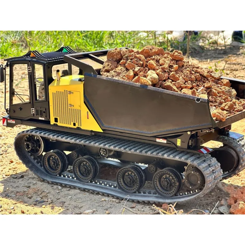 1/14 Super Frog T14R Panther RC Camion con cassone ribaltabile cingolato idraulico Radiocomandato in metallo ribaltabile Veicolo da costruzione X14 Macchina