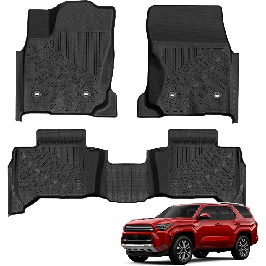 

3 шт., комплект напольных ковриков AllWeather TPE для 4Runner 2025, 5 мест, не для гибридных электромобилей, противоскользящие автомобильные напольные вкладыши переднего и второго ряда P