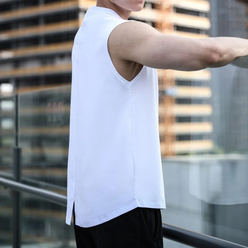 Men\'s Summer Casual Solid Tank Tops Loose Gym Fitness Cotton Sleeveless Shirt Sports Running Workouts Vest Bodybuilding Clothing