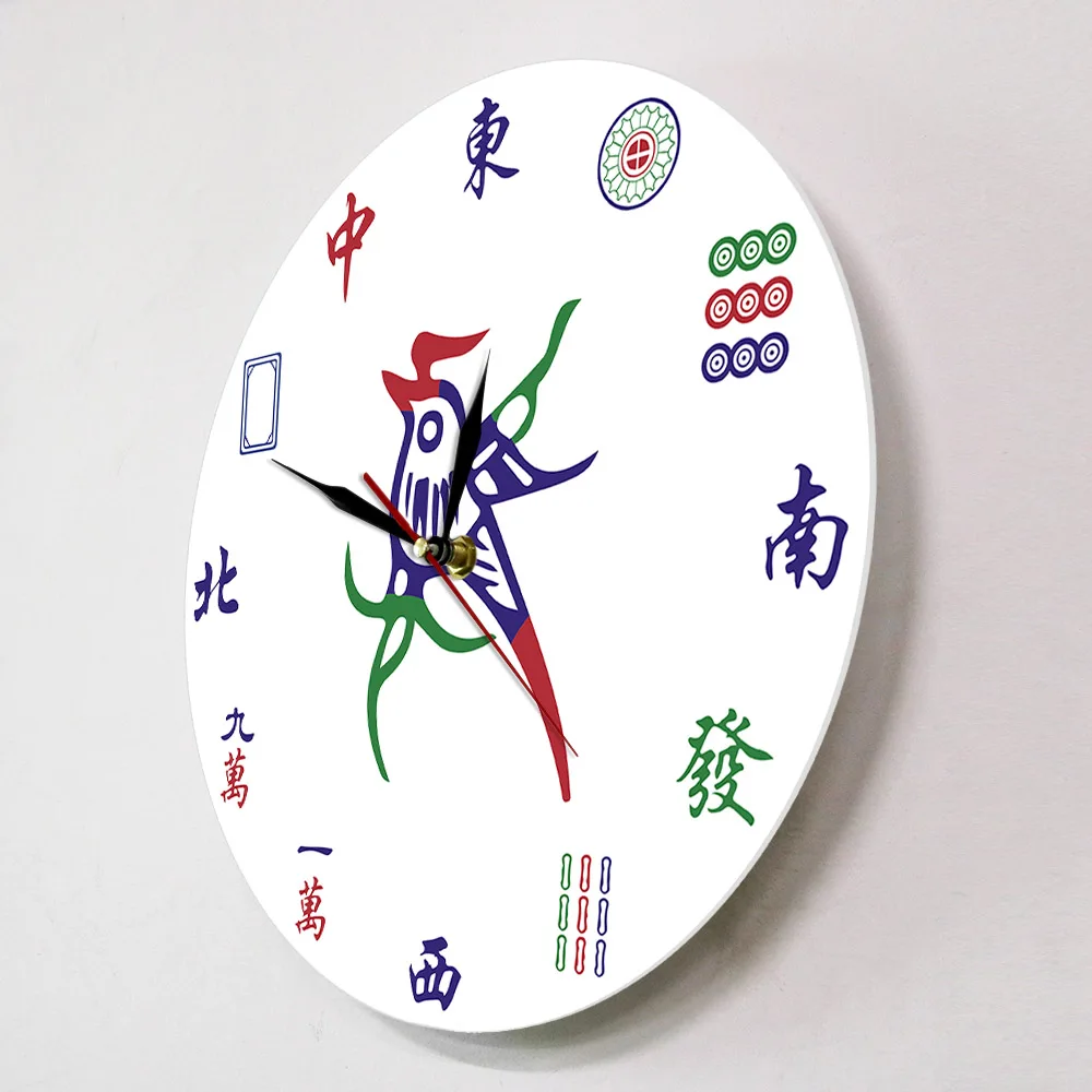 Thirteen Orphans Mahjong Wall Clock For Gamble Playroom Mind Tiles Art Clock Solitaire Board Game Hanging Timepieces Wall Watch