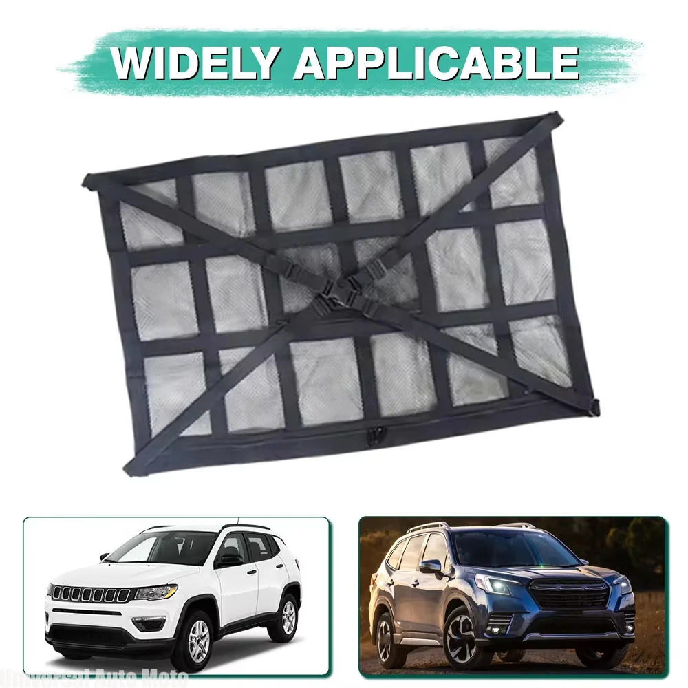 Car Roof Top Ceiling Cargo Net Pocket Mesh Organizer Bag Universal 90x65CM Anti Sagging Luggage For SUV Van Camping Cab