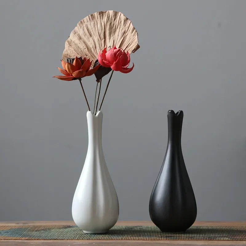for Jingdezhen Ceramic Small Vase Narcissus Bottle New Chinese Zen Flower Ware Tea Ceremony Simple Light Luxury Home Decor