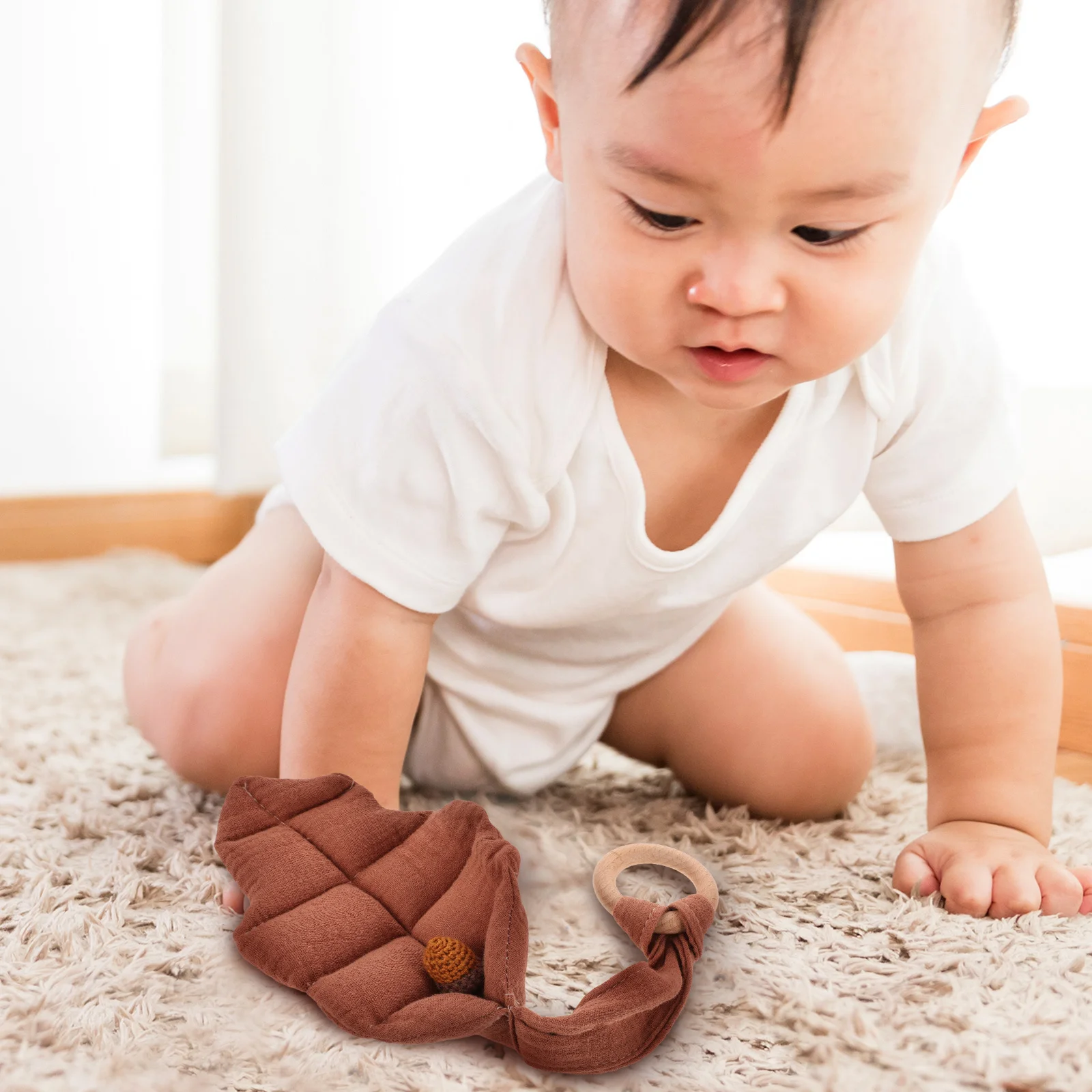 Colgante para cochecito de bebé en forma de hoja, adorno colgante móvil para cama infantil, colgante relajante para bebé, juguetes para la dentición, adornos para cochecito de niña