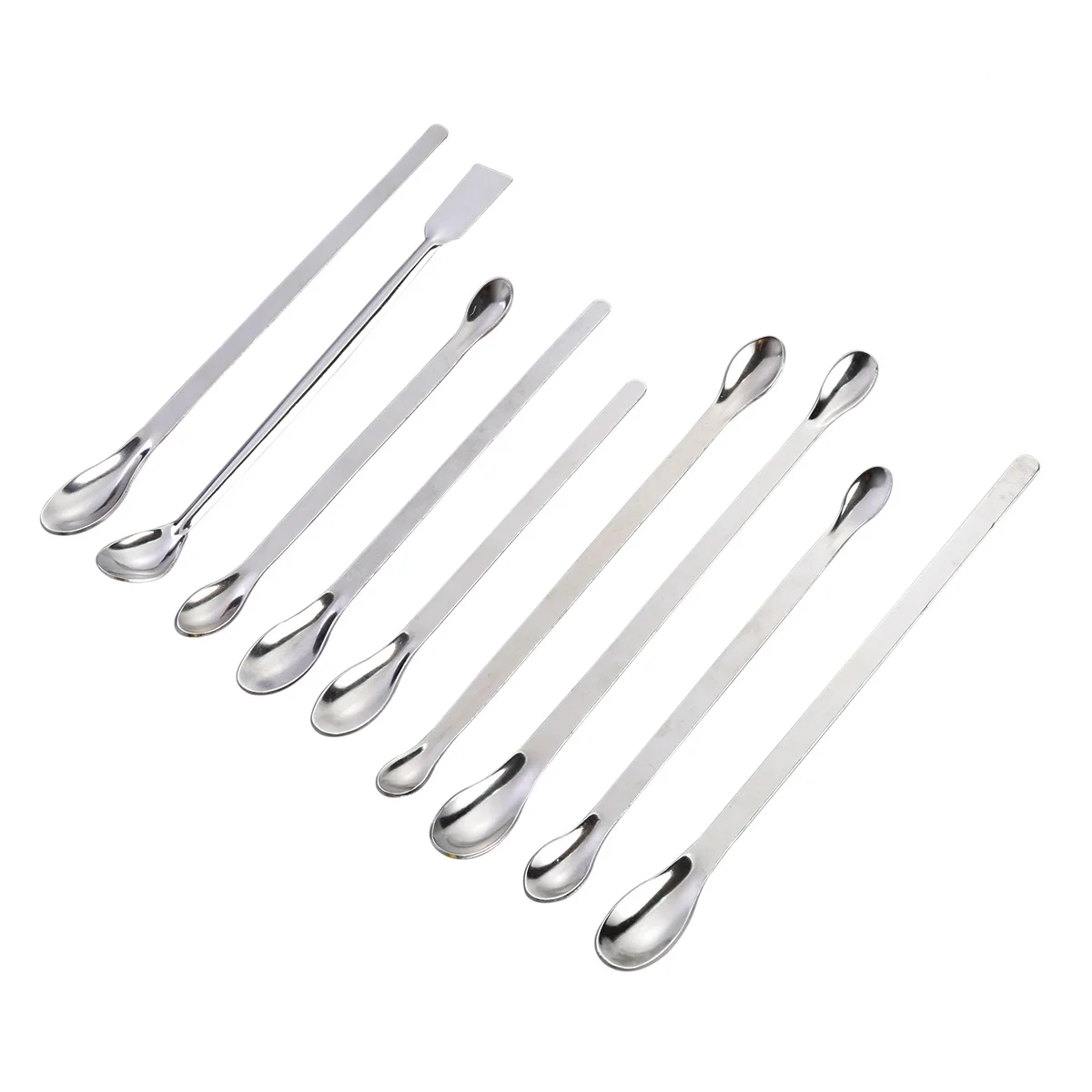 9 in 1 Stainless Steel Stainless Steel Spatula Laboratory Sampling Spoon Micro Lab Spat Set Working Scraper Laboratory Equipment