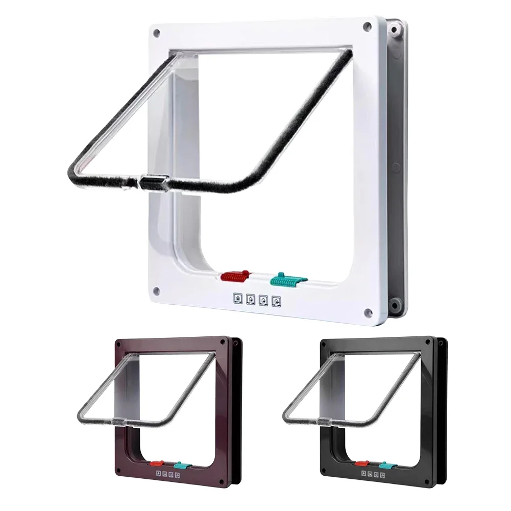 Puppy Kitten Safety In&out Pet Door with 4 Way Lock ABS Plastic Pet Small Gate Dog Cat Kitten Flap Door Safety