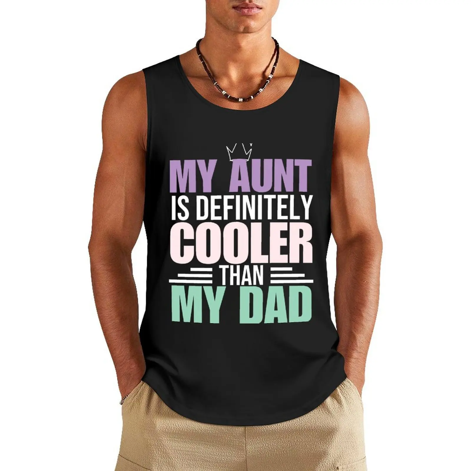 

My Aunt Is Definitely Cooler Than My Dad Auntie Niece Nephew Tank Top gym t-shirts Men's sleeveless gym shirts t-shirt for men