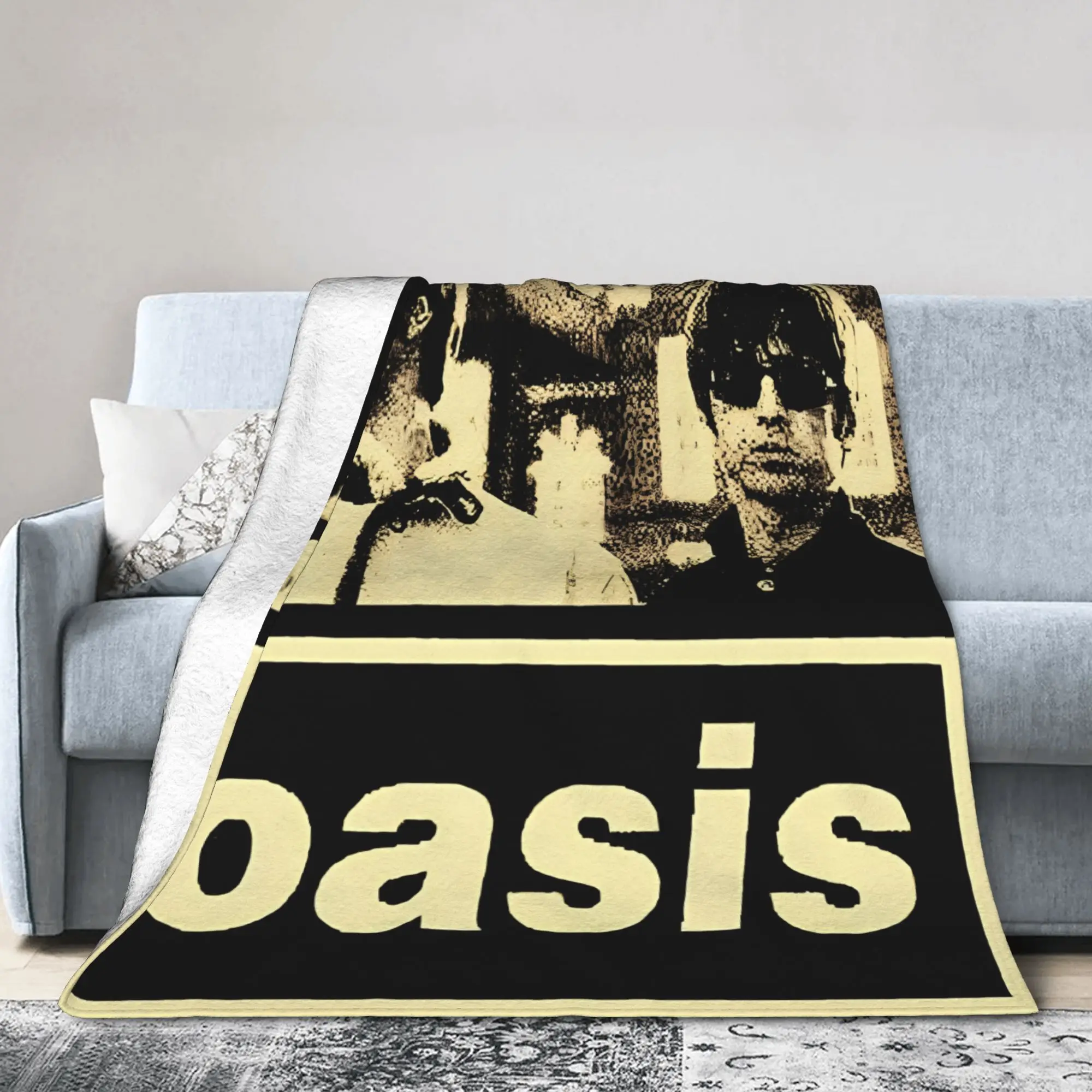 Noel Liam Rock Band Music Flannel Throw Blanket O-Oasis Blankets for Bedding Outdoor Lightweight Thin Plush Thin Quilt