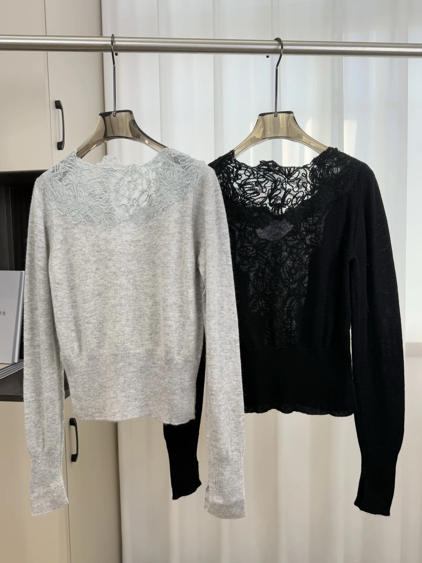 2026 Early Autumn Long T-shirt Top Lace Splicing Primer