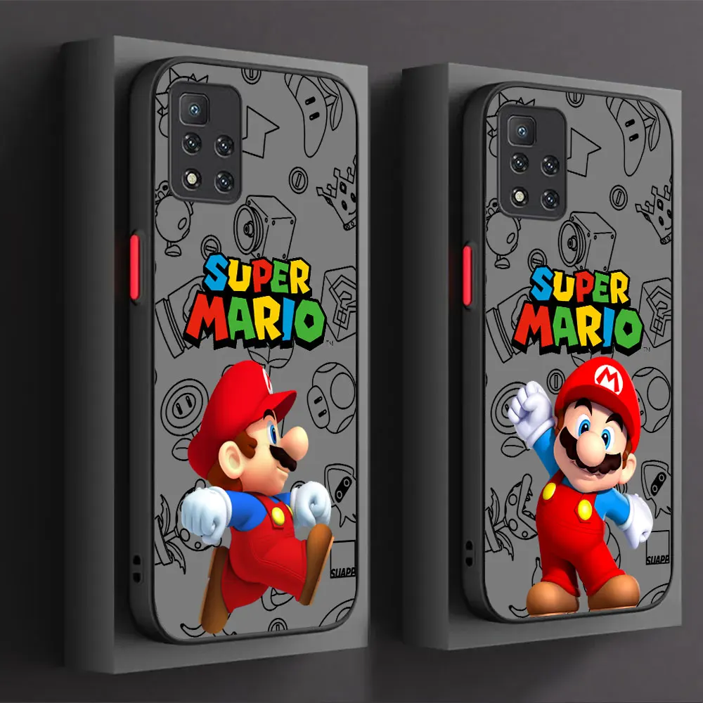 Matte Phone Case For Xiaomi Redmi Note 13 12 12S 11 11S 11T 10 10S 9 9S 9T 8 7 Pro Plus Max 5G Cartoon Super M-Mario Bros Cover