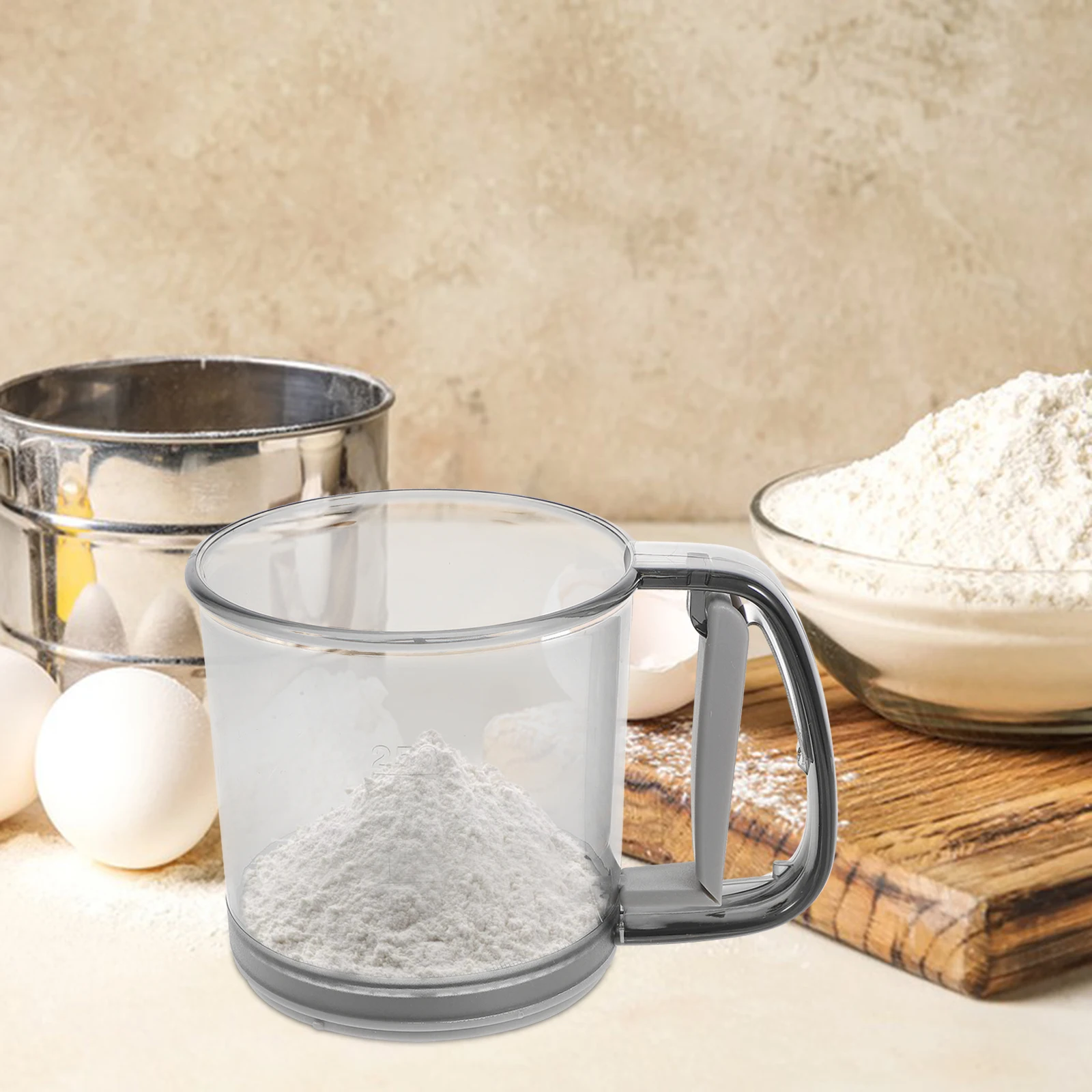 

H held Flour Sieve Stainless Steel Sifter Fine Mesh Filter for Baking Sugar Duster Practical Kitchen Tool Baking Pan